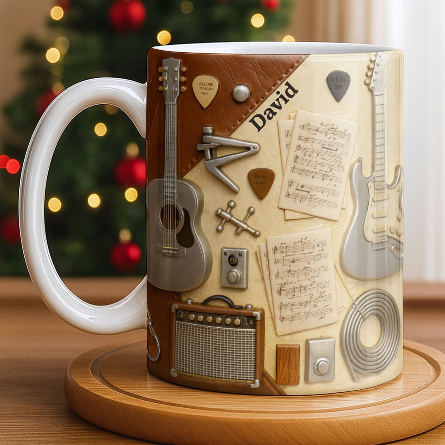 Celebrate Your Love for Music With Guitars and Musical Notes - Personalized Custom Coffee Mug - JBS067_MG