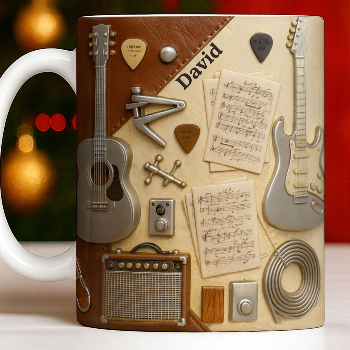 Celebrate Your Love for Music With Guitars and Musical Notes - Personalized Custom Coffee Mug - JBS067_MG