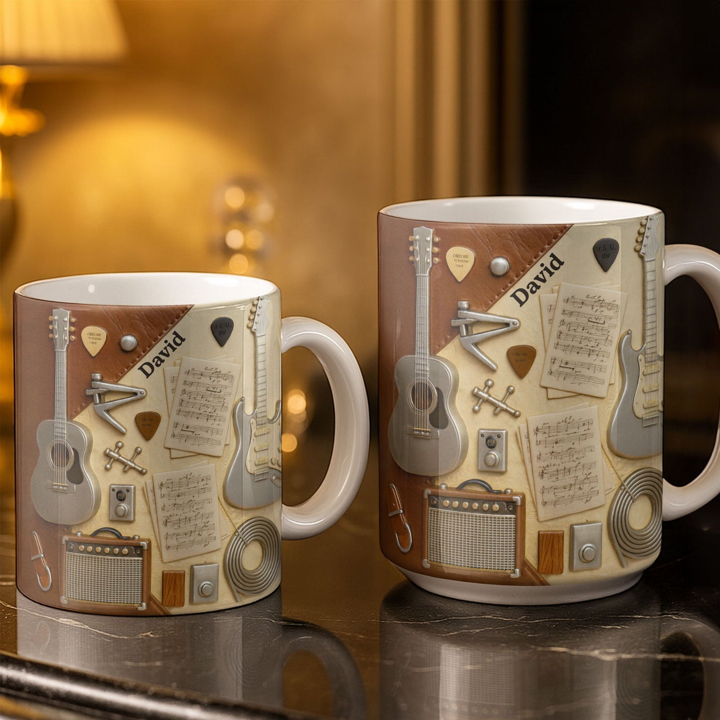 Celebrate Your Love for Music With Guitars and Musical Notes - Personalized Custom Coffee Mug - JBS067_MG