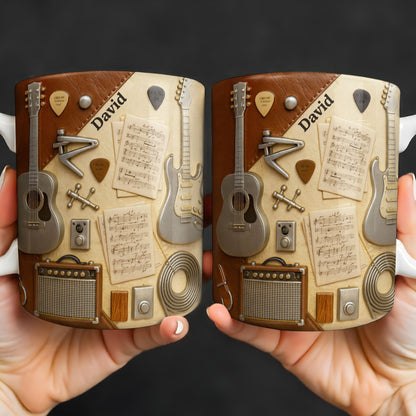Celebrate Your Love for Music With Guitars and Musical Notes - Personalized Custom Coffee Mug - JBS067_MG