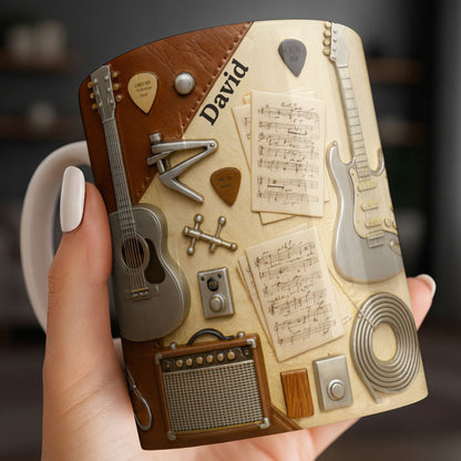 Celebrate Your Love for Music With Guitars and Musical Notes - Personalized Custom Coffee Mug - JBS067_MG