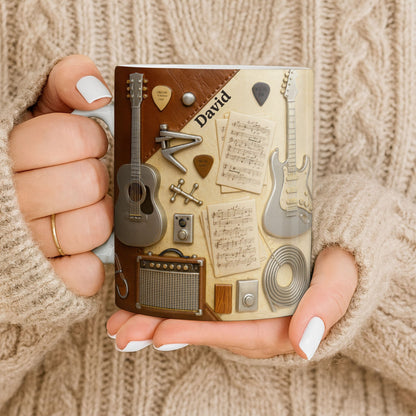 Celebrate Your Love for Music With Guitars and Musical Notes - Personalized Custom Coffee Mug - JBS067_MG