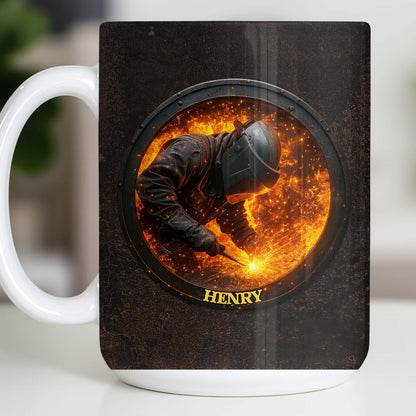 For My Fearless Welder Featuring A Sparks-Filled Scene - Personalized Custom Coffee Mug - JBS070_MG