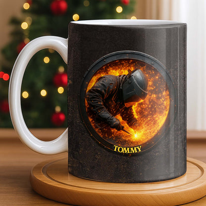 For My Fearless Welder Featuring A Sparks-Filled Scene - Personalized Custom Coffee Mug - JBS070_MG