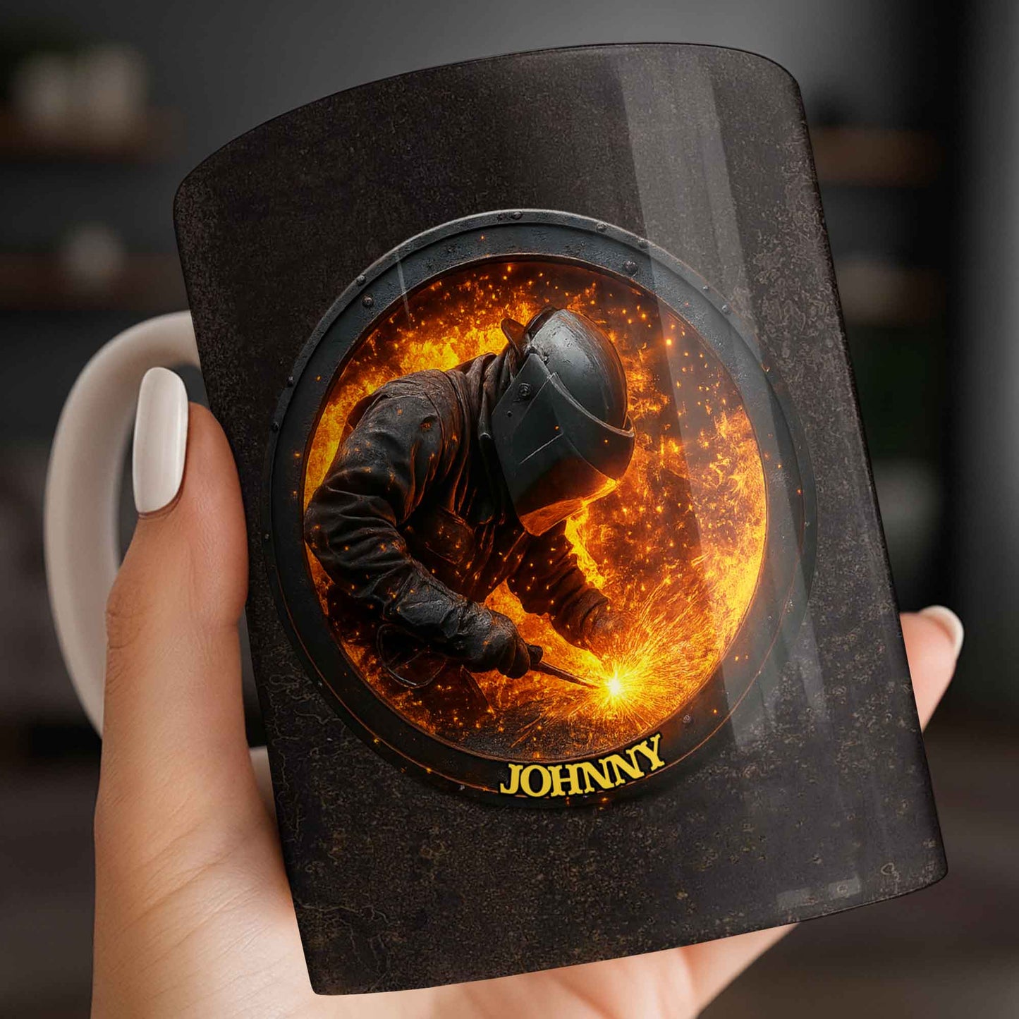 For My Fearless Welder Featuring A Sparks-Filled Scene - Personalized Custom Coffee Mug - JBS070_MG