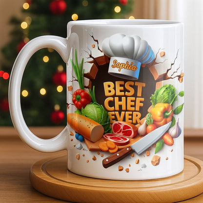 Best Chef Ever With Chef Hat And Vegetables - Personalized Custom Coffee Mug - JBS071_MG