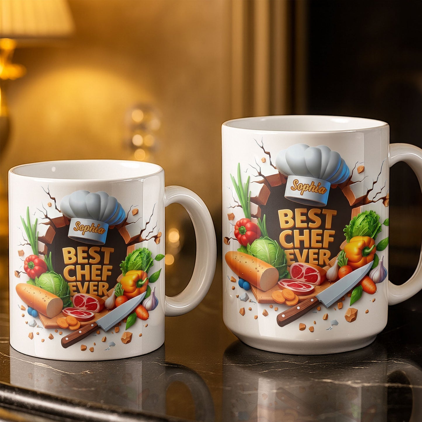 Best Chef Ever With Chef Hat And Vegetables - Personalized Custom Coffee Mug - JBS071_MG