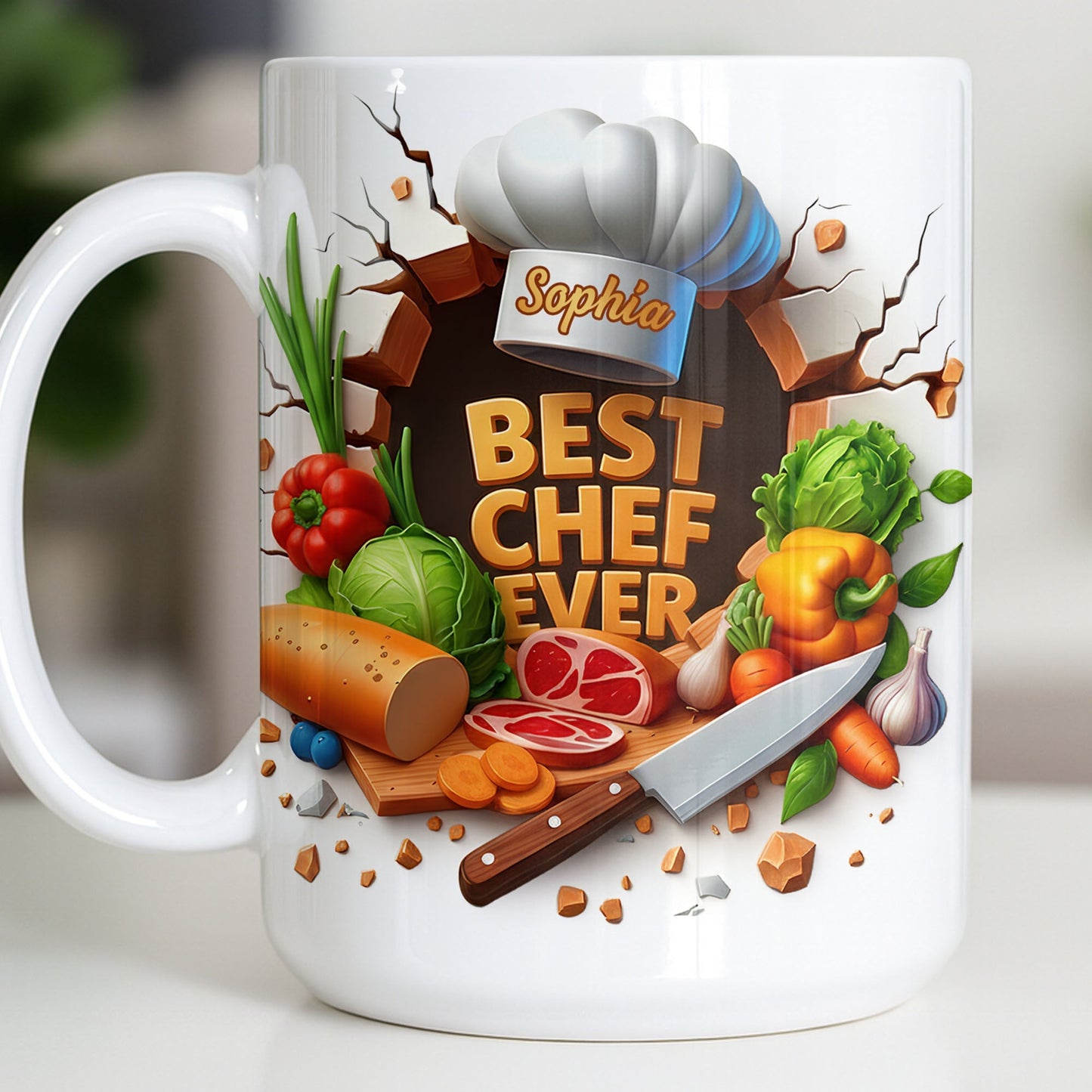Best Chef Ever With Chef Hat And Vegetables - Personalized Custom Coffee Mug - JBS071_MG