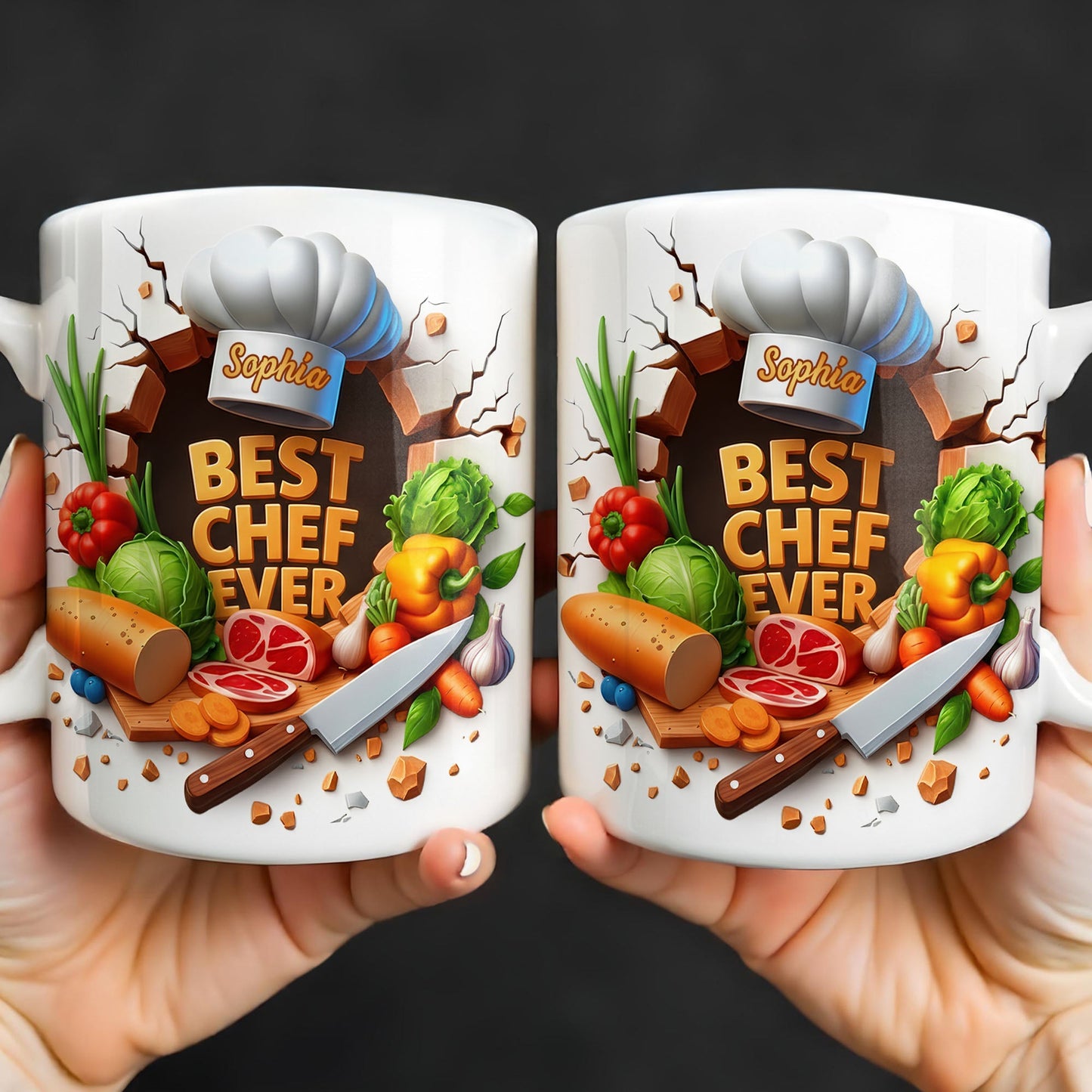 Best Chef Ever With Chef Hat And Vegetables - Personalized Custom Coffee Mug - JBS071_MG