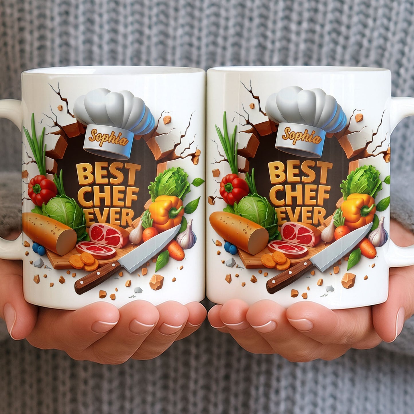 Best Chef Ever With Chef Hat And Vegetables - Personalized Custom Coffee Mug - JBS071_MG