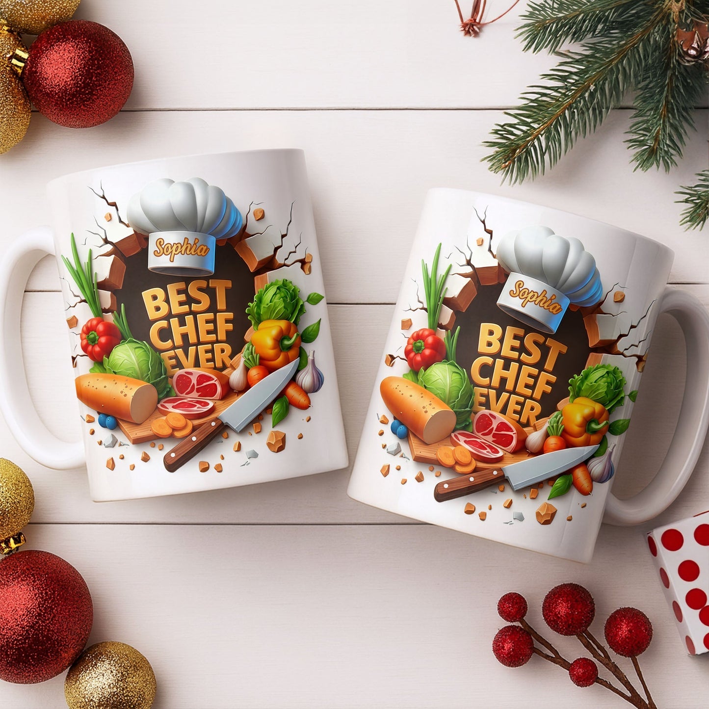 Best Chef Ever With Chef Hat And Vegetables - Personalized Custom Coffee Mug - JBS071_MG