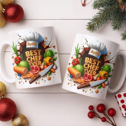 Best Chef Ever With Chef Hat And Vegetables - Personalized Custom Coffee Mug - JBS071_MG