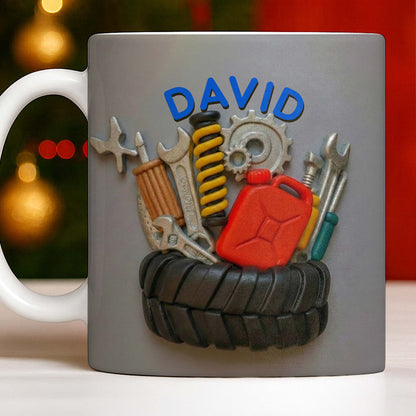 Customizable Mechanic Tools And Tire Design - Personalized Custom Coffee Mug - JBS075_MG