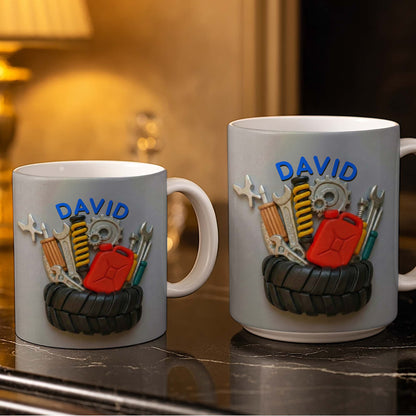 Customizable Mechanic Tools And Tire Design - Personalized Custom Coffee Mug - JBS075_MG