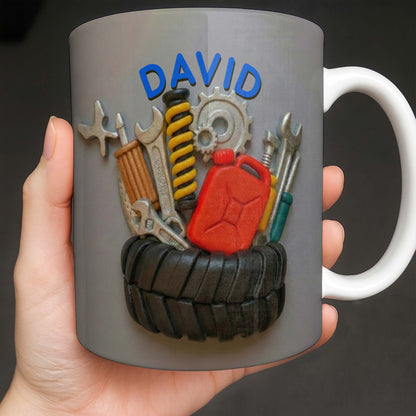 Customizable Mechanic Tools And Tire Design - Personalized Custom Coffee Mug - JBS075_MG