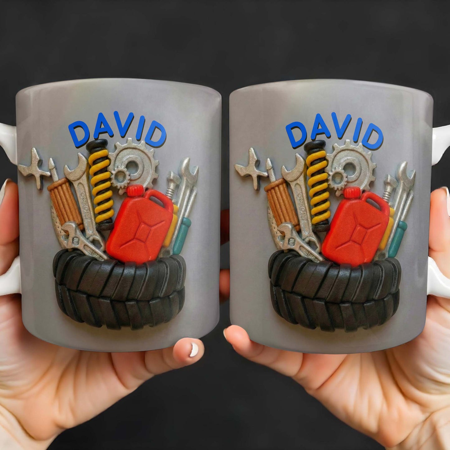 Customizable Mechanic Tools And Tire Design - Personalized Custom Coffee Mug - JBS075_MG