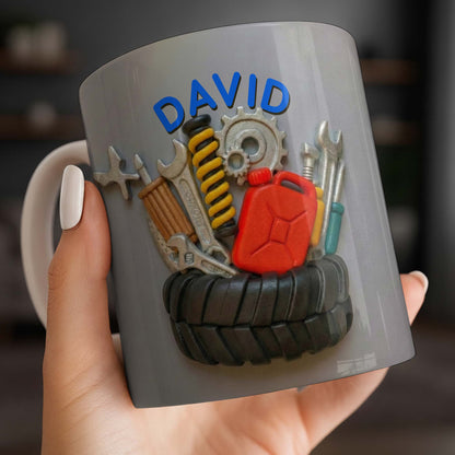 Customizable Mechanic Tools And Tire Design - Personalized Custom Coffee Mug - JBS075_MG