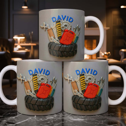 Customizable Mechanic Tools And Tire Design - Personalized Custom Coffee Mug - JBS075_MG