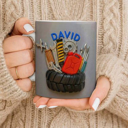 Customizable Mechanic Tools And Tire Design - Personalized Custom Coffee Mug - JBS075_MG