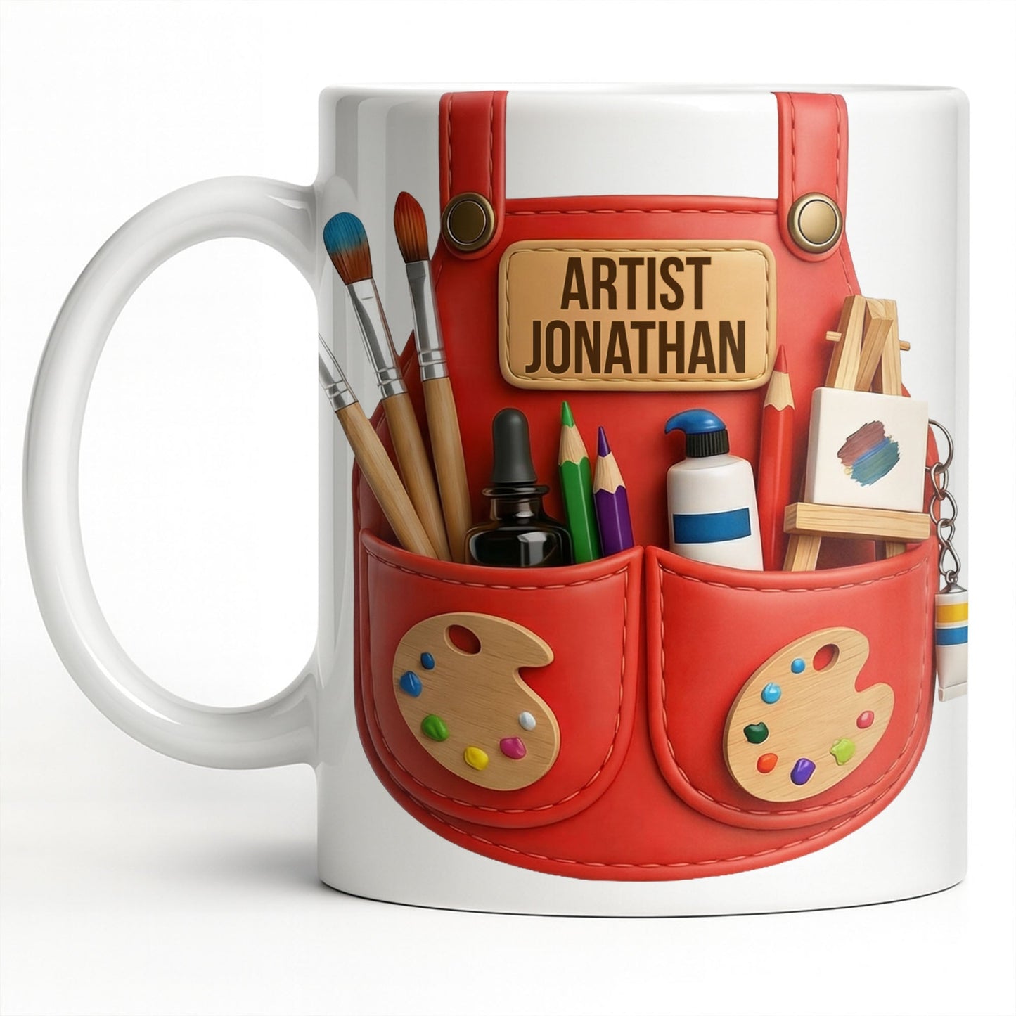 Artist [Your Name] With Paint Brushes And Palette - Personalized Custom Coffee Mug - JBS086_MG