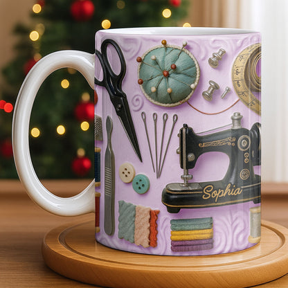 Celebrating the Art of Crafting With Sewing Essentials - Personalized Custom Coffee Mug - JBS087_MG