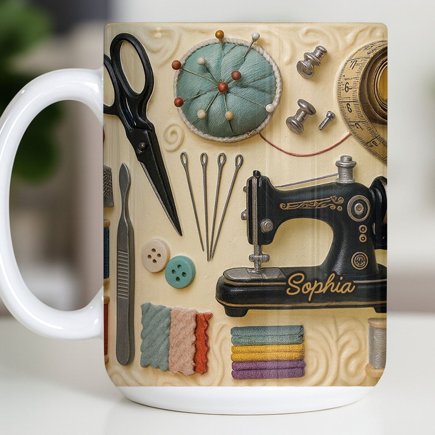 Celebrating the Art of Crafting With Sewing Essentials - Personalized Custom Coffee Mug - JBS087_MG