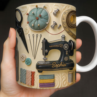 Celebrating the Art of Crafting With Sewing Essentials - Personalized Custom Coffee Mug - JBS087_MG