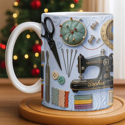 Celebrating the Art of Crafting With Sewing Essentials - Personalized Custom Coffee Mug - JBS087_MG