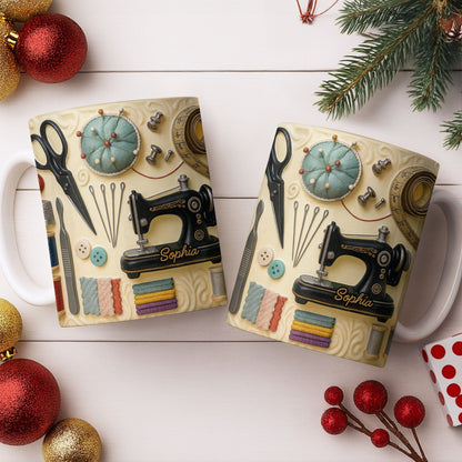 Celebrating the Art of Crafting With Sewing Essentials - Personalized Custom Coffee Mug - JBS087_MG