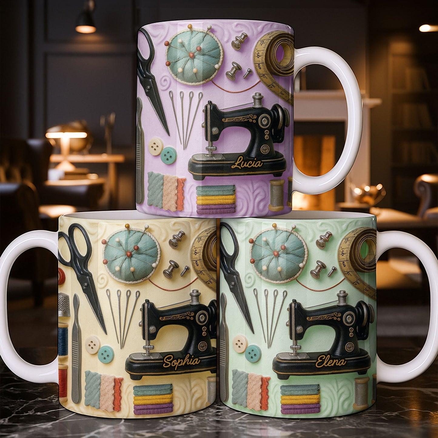 Celebrating the Art of Crafting With Sewing Essentials - Personalized Custom Coffee Mug - JBS087_MG