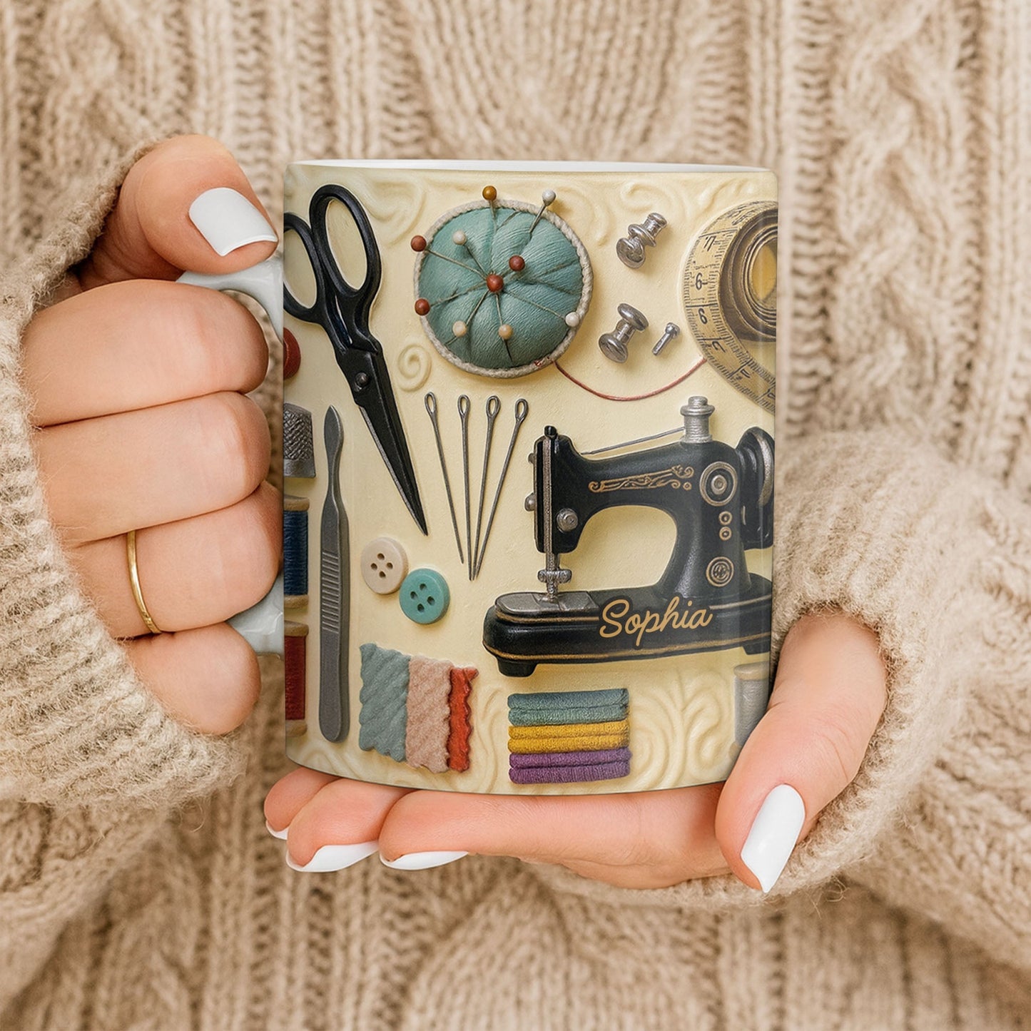 Celebrating the Art of Crafting With Sewing Essentials - Personalized Custom Coffee Mug - JBS087_MG