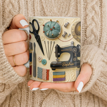 Celebrating the Art of Crafting With Sewing Essentials - Personalized Custom Coffee Mug - JBS087_MG