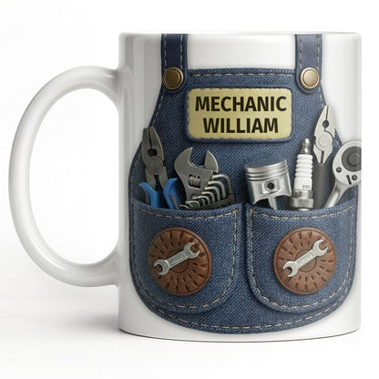Mechanic [Personalized Name] With Tools Design - Personalized Custom Coffee Mug - JBS091_MG