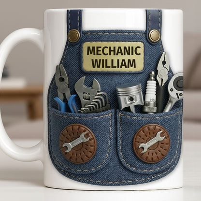 Mechanic [Personalized Name] With Tools Design - Personalized Custom Coffee Mug - JBS091_MG