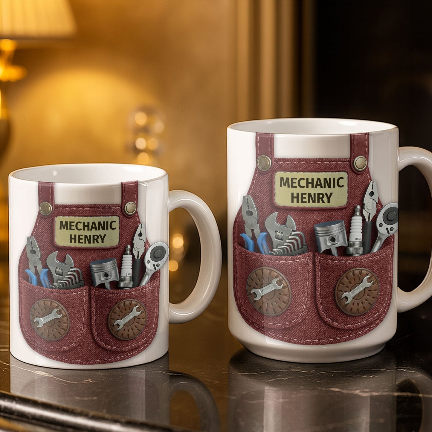 Mechanic [Personalized Name] With Tools Design - Personalized Custom Coffee Mug - JBS091_MG