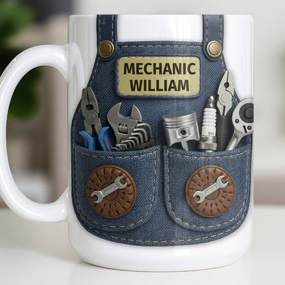 Mechanic [Personalized Name] With Tools Design - Personalized Custom Coffee Mug - JBS091_MG