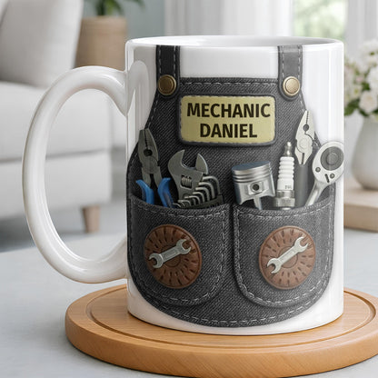 Mechanic [Personalized Name] With Tools Design - Personalized Custom Coffee Mug - JBS091_MG