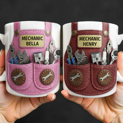 Mechanic [Personalized Name] With Tools Design - Personalized Custom Coffee Mug - JBS091_MG