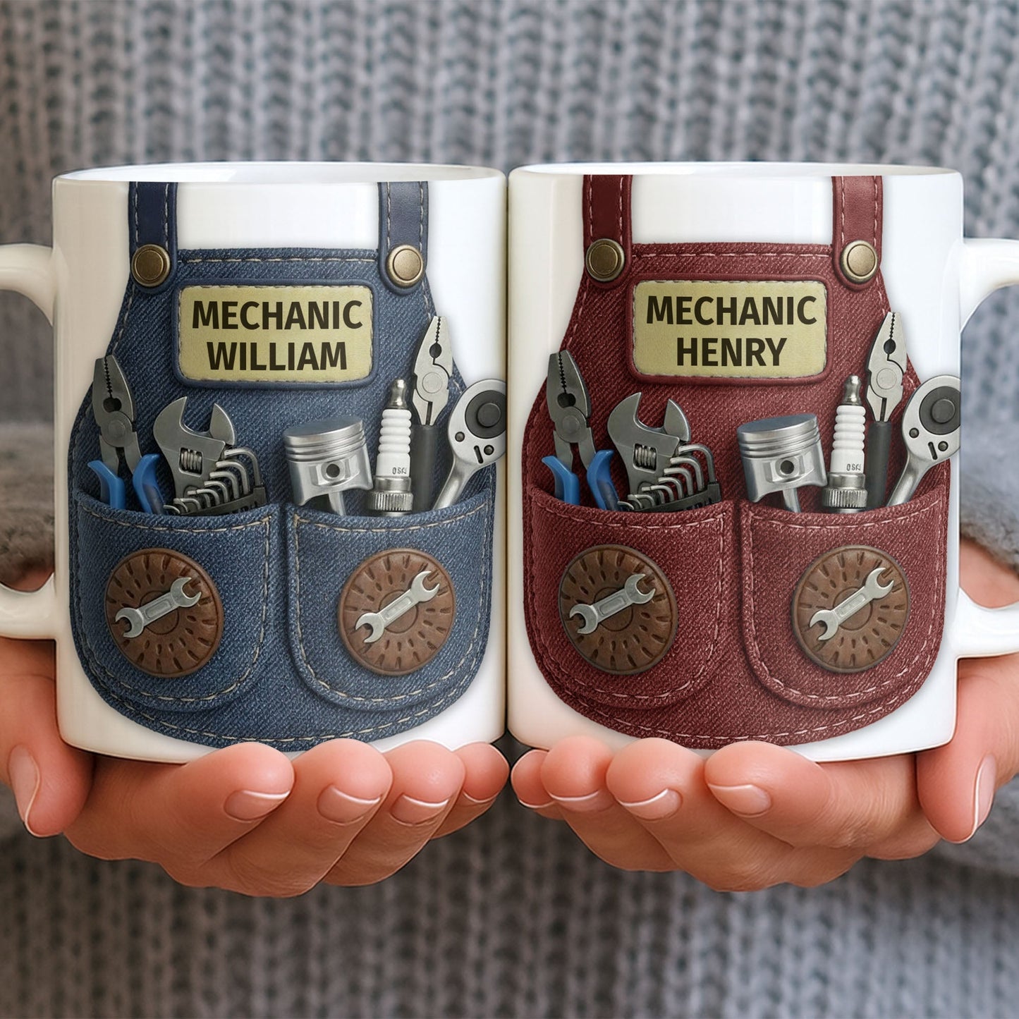 Mechanic [Personalized Name] With Tools Design - Personalized Custom Coffee Mug - JBS091_MG