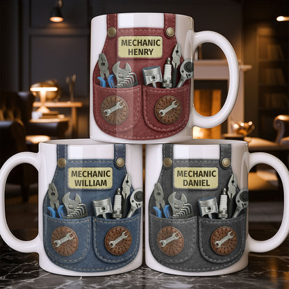 Mechanic [Personalized Name] With Tools Design - Personalized Custom Coffee Mug - JBS091_MG