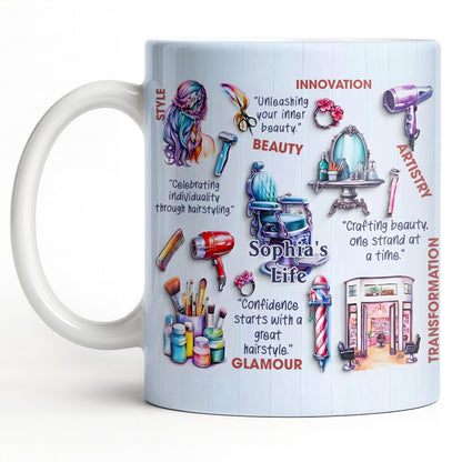 Unleashing Your Inner Beauty With Hairdryer, Scissors & Makeup Brushes - Personalized Custom Coffee Mug - JBS095_MG