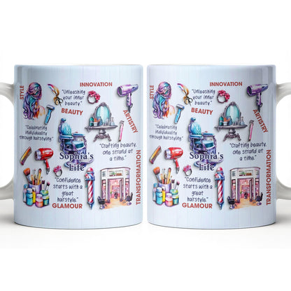 Unleashing Your Inner Beauty With Hairdryer, Scissors & Makeup Brushes - Personalized Custom Coffee Mug - JBS095_MG