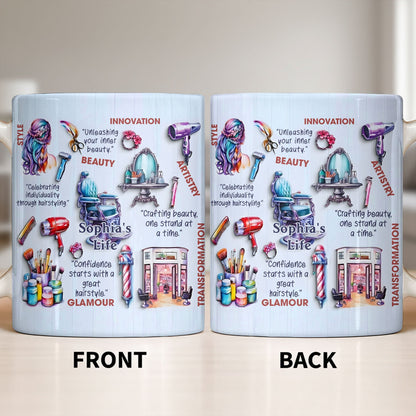 Unleashing Your Inner Beauty With Hairdryer, Scissors & Makeup Brushes - Personalized Custom Coffee Mug - JBS095_MG