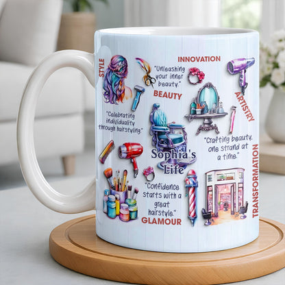 Unleashing Your Inner Beauty With Hairdryer, Scissors & Makeup Brushes - Personalized Custom Coffee Mug - JBS095_MG