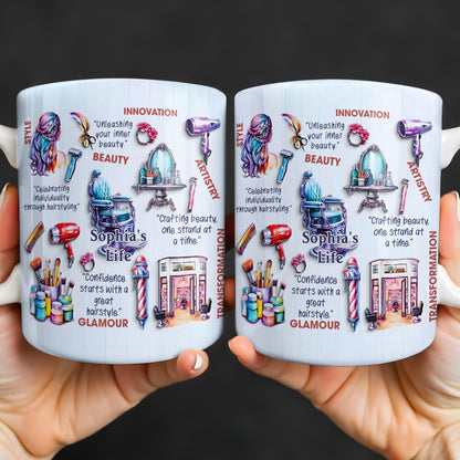 Unleashing Your Inner Beauty With Hairdryer, Scissors & Makeup Brushes - Personalized Custom Coffee Mug - JBS095_MG