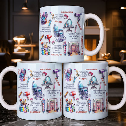 Unleashing Your Inner Beauty With Hairdryer, Scissors & Makeup Brushes - Personalized Custom Coffee Mug - JBS095_MG