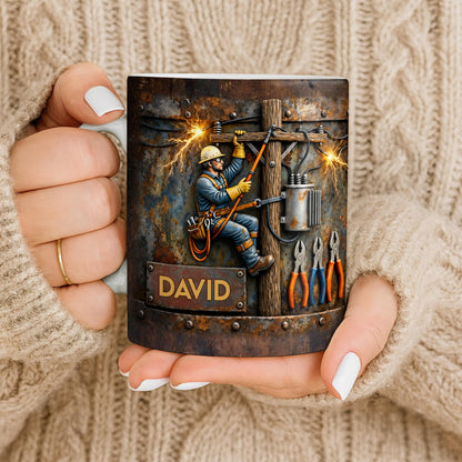 Celebrate The Hardworking Lineman With A Custom Mug - Personalized Custom Coffee Mug - JBS096_MG