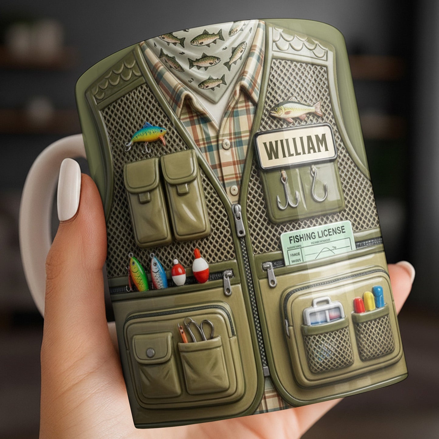 Customized Fishing Gear Design For Outdoor Enthusiasts - Personalized Custom Coffee Mug - JBS099_MG
