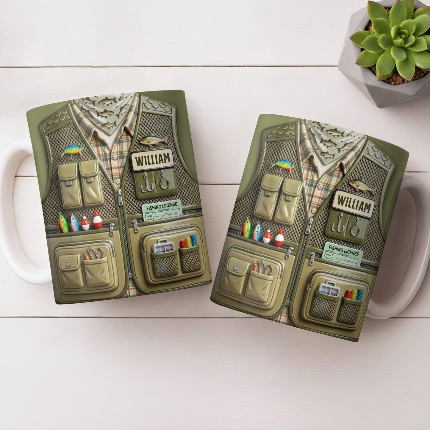 Customized Fishing Gear Design For Outdoor Enthusiasts - Personalized Custom Coffee Mug - JBS099_MG