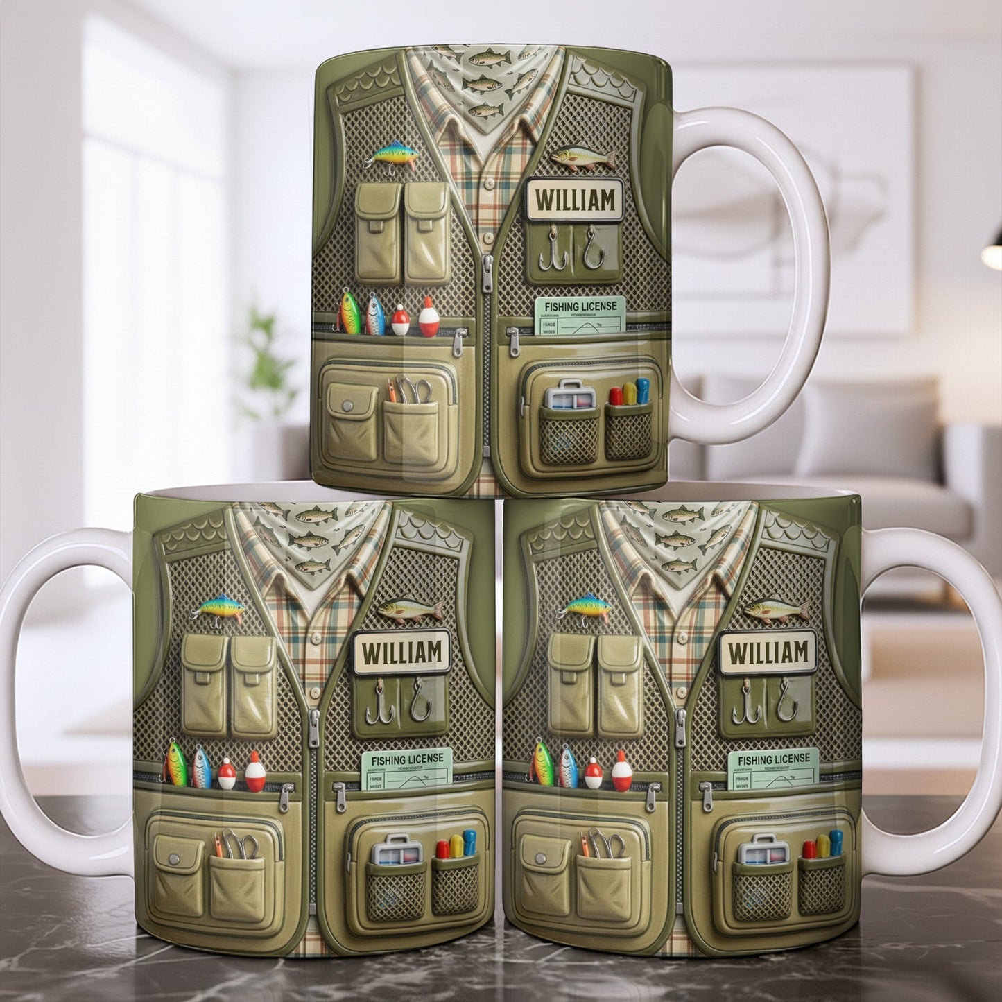 Customized Fishing Gear Design For Outdoor Enthusiasts - Personalized Custom Coffee Mug - JBS099_MG